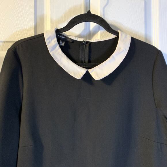 Mango Casual Womens Black Twee Minidress Size 10 Ladylike Career Wednesday Retro - Picture 3 of 7